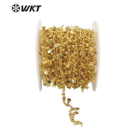 WT-BC160 Wholesale Fashion 18k Real Gold Plated Brass Star Chain Tiny Handmade Gold Jewelry Necklace Chain with Charms