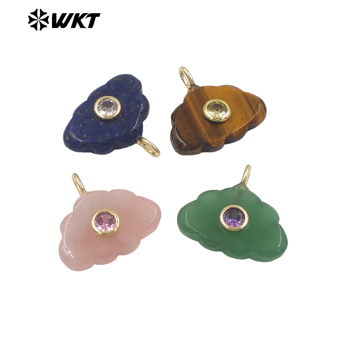 WT-P2135 Lovely Design Multi Colors Zircon And Natural Gemstones Cloud Shape Pendants As Necklace Earrings Making Findings