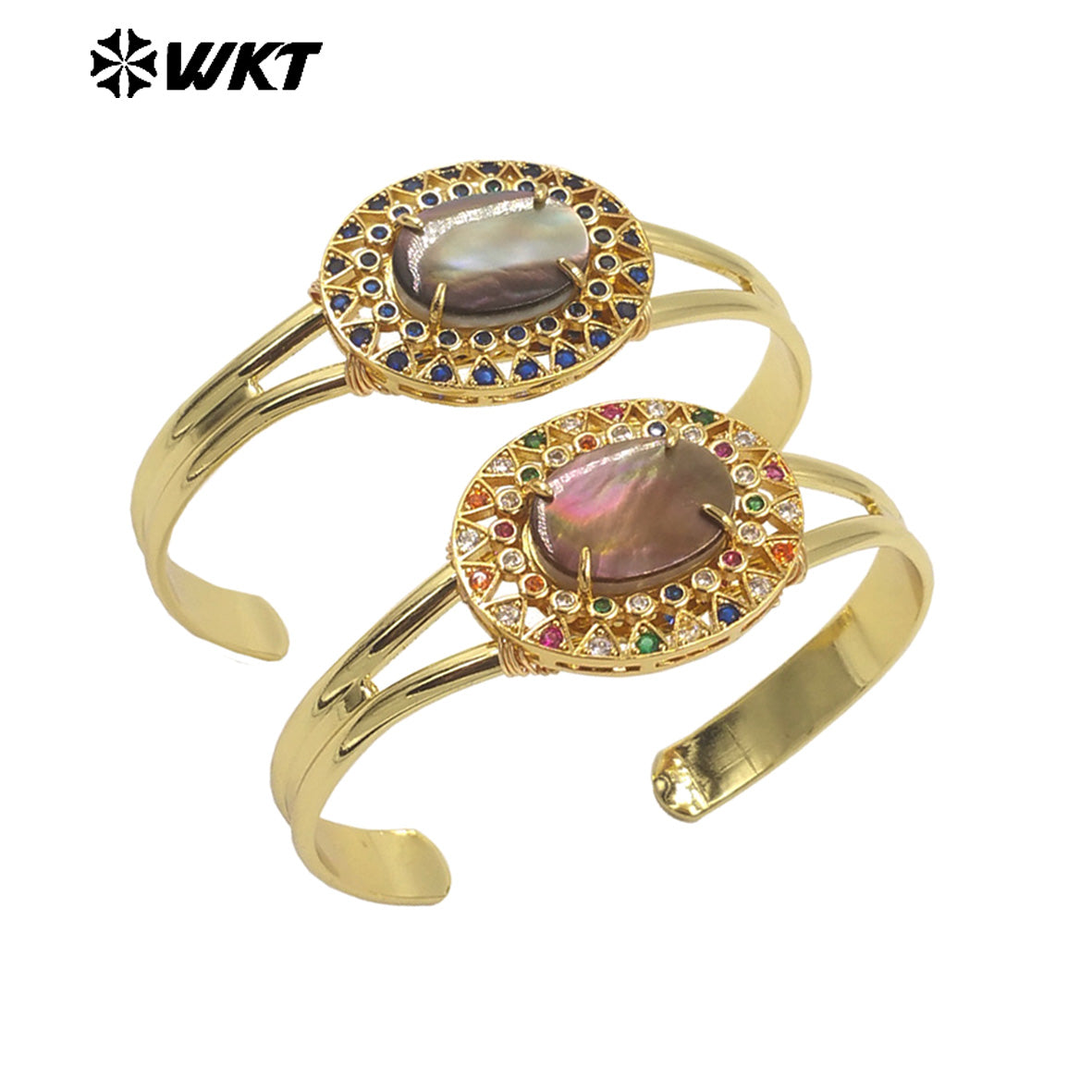 WT-MB126 Gorgeous Enamel Beads Cubic Zircon Women Bracelets Charming Natural Rice Pearl Beads Gemstone Strand Bracelet