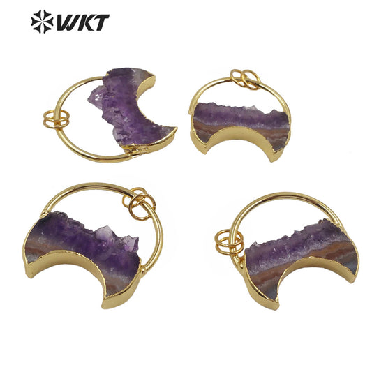 WT-P1534 Newest Crescent Amethyst Pendant Popular Lady Charming Jewelry Natural Amethyst Pendant for Necklace