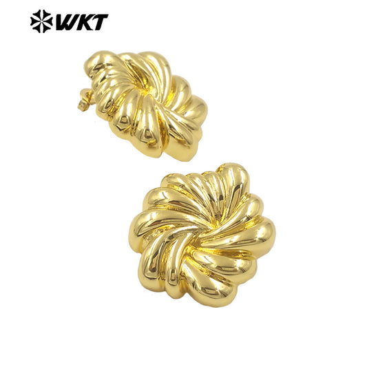 WT-E767 New Special Design Stylish Natural Yellow Brass Gold and Silver Earrings for Women As Daily Fashion Accessories