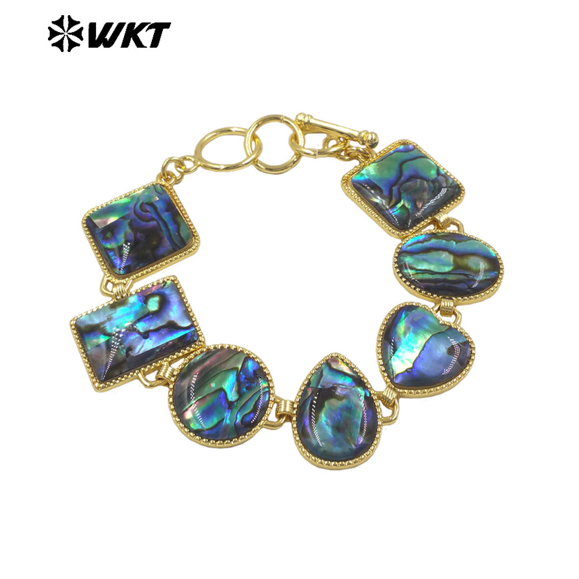 MPB142 Newest Fashion Gold Plated Waterdrop Heart Round Shape Natural Abalone Shell Splicing Bracelet For Lady Vintage Jewelry