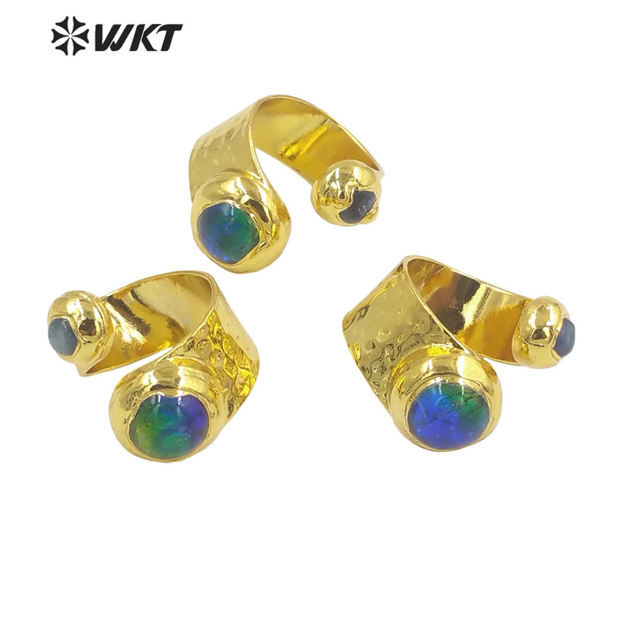 WT-R481 WKT Fashion Design Trendy Gift for Women Colorful High Quality Gorgeous Natural Blue Murano & Kyanite Ring