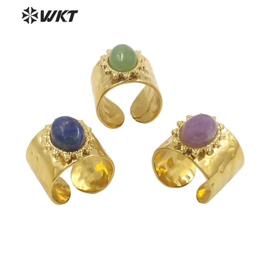 WT-R480 WKT Fashion Design Trendy Gift for Women Colorful High Quality Gorgeous Natural Gemstone Stone Ring