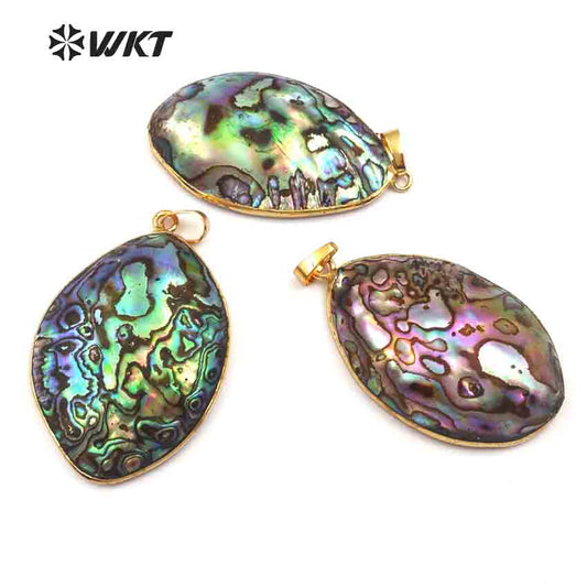 WT-JP076 New Arrival Custom Design with Round Pendant with Exclusive Random for Women Jewelry Natural Abalone Shell Pendant