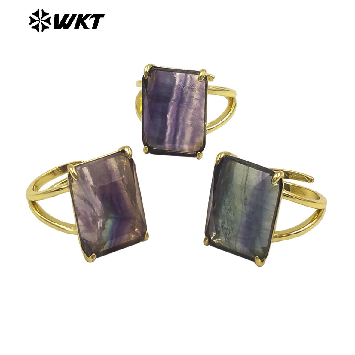 WT-R529 WKT New Design Gorgeous Natural Faceted Gemstone Claw Setting Square Amethyst Stone Anniversary Women Ring