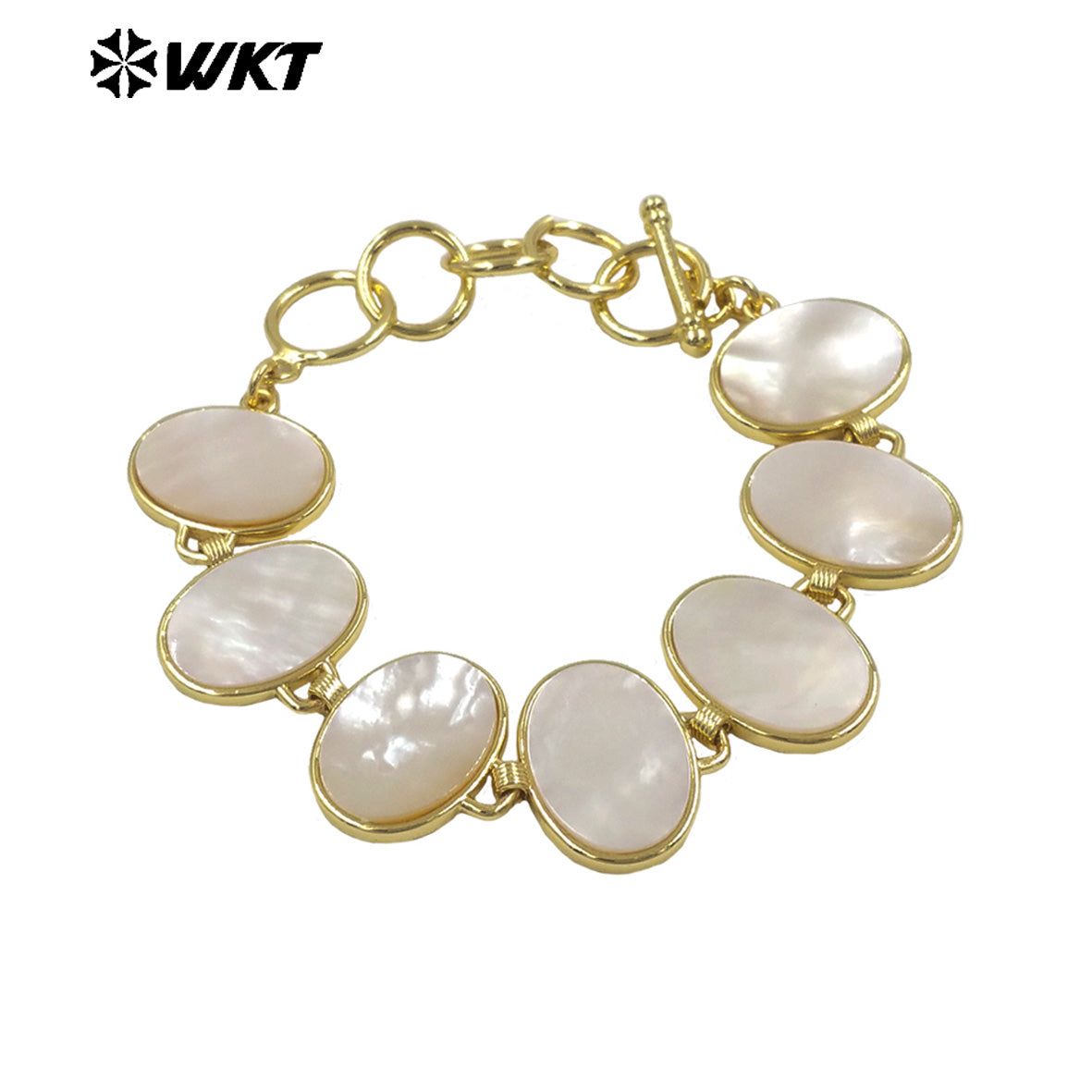 MPB144 Elegant Simple Style Gold Plated Round Waterdrop Shape Natural White Shell Bracelet For Women Daily Matching Jewelry