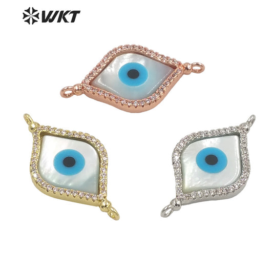 WKT-MP225 White Turkey the Eye Shells Pendant Romantic Fantasy Zircon Inlaid Shine and Moving Fashion Pendant for Lady