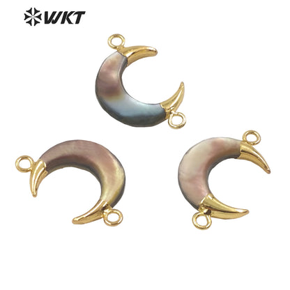 WT-JP293 Crescent Lovely Pendant Smart Colorful Shell Women Earrings With 18k Gold Plated Earring Shell Earrings