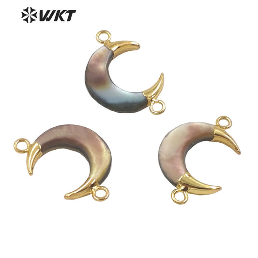WT-JP293 Crescent Lovely Pendant Smart Colorful Shell Women Earrings With 18k Gold Plated Earring Shell Earrings