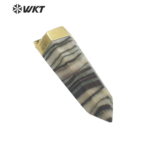 WT-P1565 Wholesale Gold Top Purple Jad Hexagonal Spirit Point Pendant Fashion Hot Natural Jade Stone Point Pendant for Women