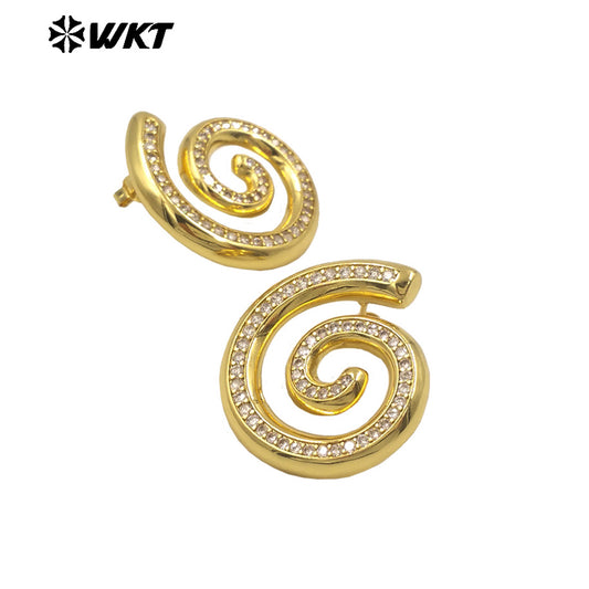 WT-ME111 New Exquisite 18K Gold Plated Mosquito Coil Cubic Zircon High Quality Earrings for Women As Daily Fashion Jewelry