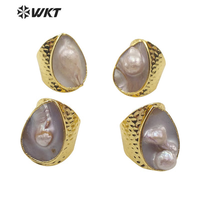 WT-R345 Wholesale Hot Selling Natural Mother of Pearl Ring Pearl Shell Ring Fashion 2020 Charm Jewelry Pearl Ring
