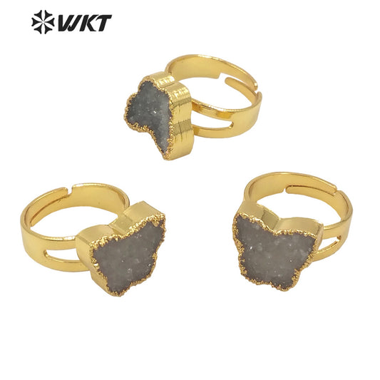 WT-R377 WKT Women Gorgeous Gold Electroplated Pearl and Tourmaline Stone Ring Fashion Gemstone Cocktail Ring for Party