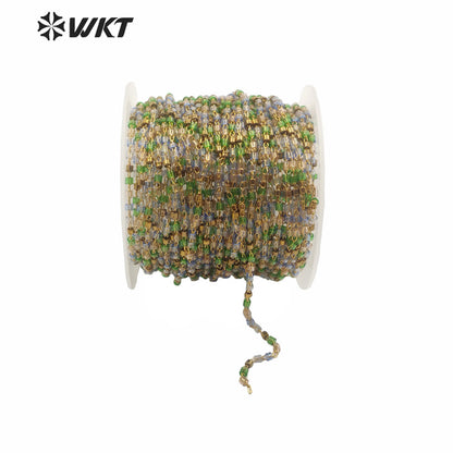WT-RBC156 Woleslae Women Fashion Hand Make Tiny 2mm Spacer Beads Chain for Necklace Making Jewelry Design Bracelet Chain