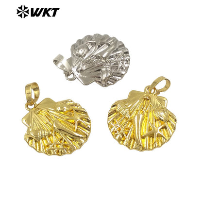 WT-P1997 New Arrival Sea Shell Style Uneaven Cowrie&Star Lovely Charms Pendant Vintage Bohemian Scallop Jewelry