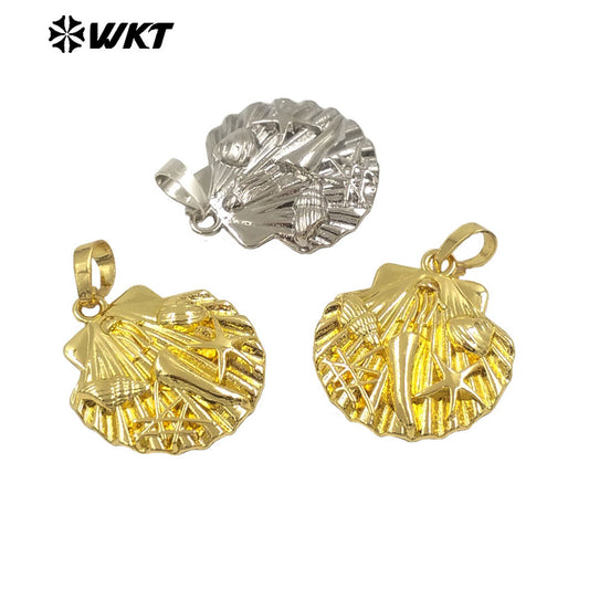 WT-P1997 New Arrival Sea Shell Style Uneaven Cowrie&Star Lovely Charms Pendant Vintage Bohemian Scallop Jewelry