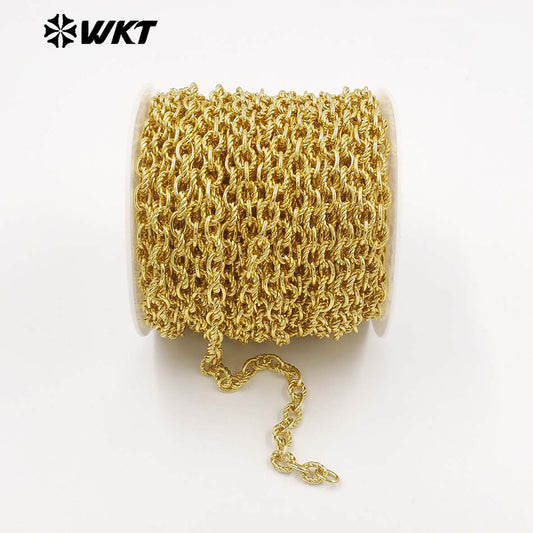 WT-BC277 Exquisite 18K Gold Electroplated On Yellow Brass Small Circles Metal Link Chain For Simple Style Bracelets Making