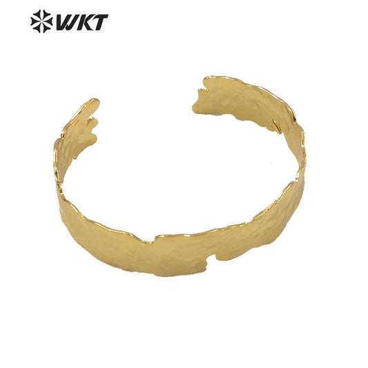 WT-B555 WKT lava Design Series Gold Electroplated Cuff Bangle Fashion Women Irregular Simple Metal Bangle Gold Bangle