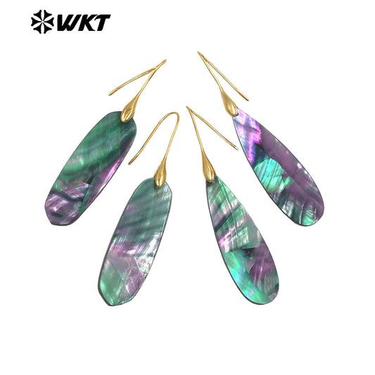 WT-MPE162 Good Quality Vintage Style Sparkling Multi Shapes Natural Abalone Shell Earrings For Ladies Party Jewelry Gift