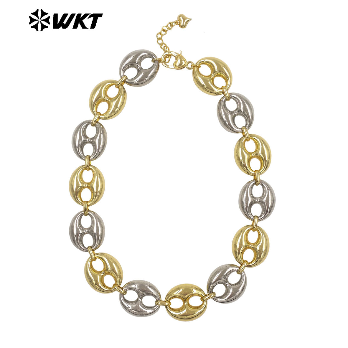 WT-JFN65 Amazing Gold And Silver Plated Metal Yellow Brass Pig Nose Shape Chain Necklace For Female Party Matching Jewelry