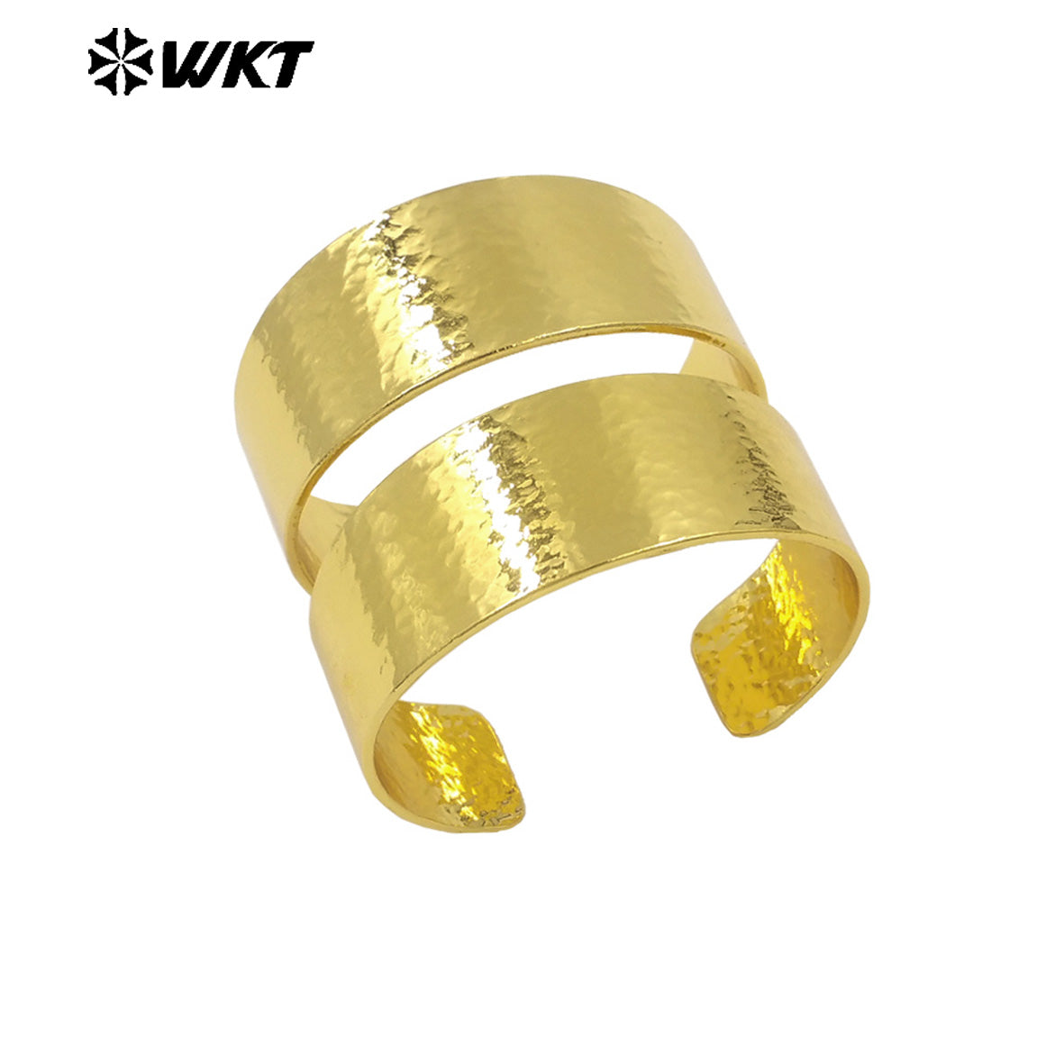 WT-B678 High Quality Wholesale Punk-Style 18K Gold Plated Natural Yellow Brass Simple Wide Smooth Adjustable Unisex Bracelet