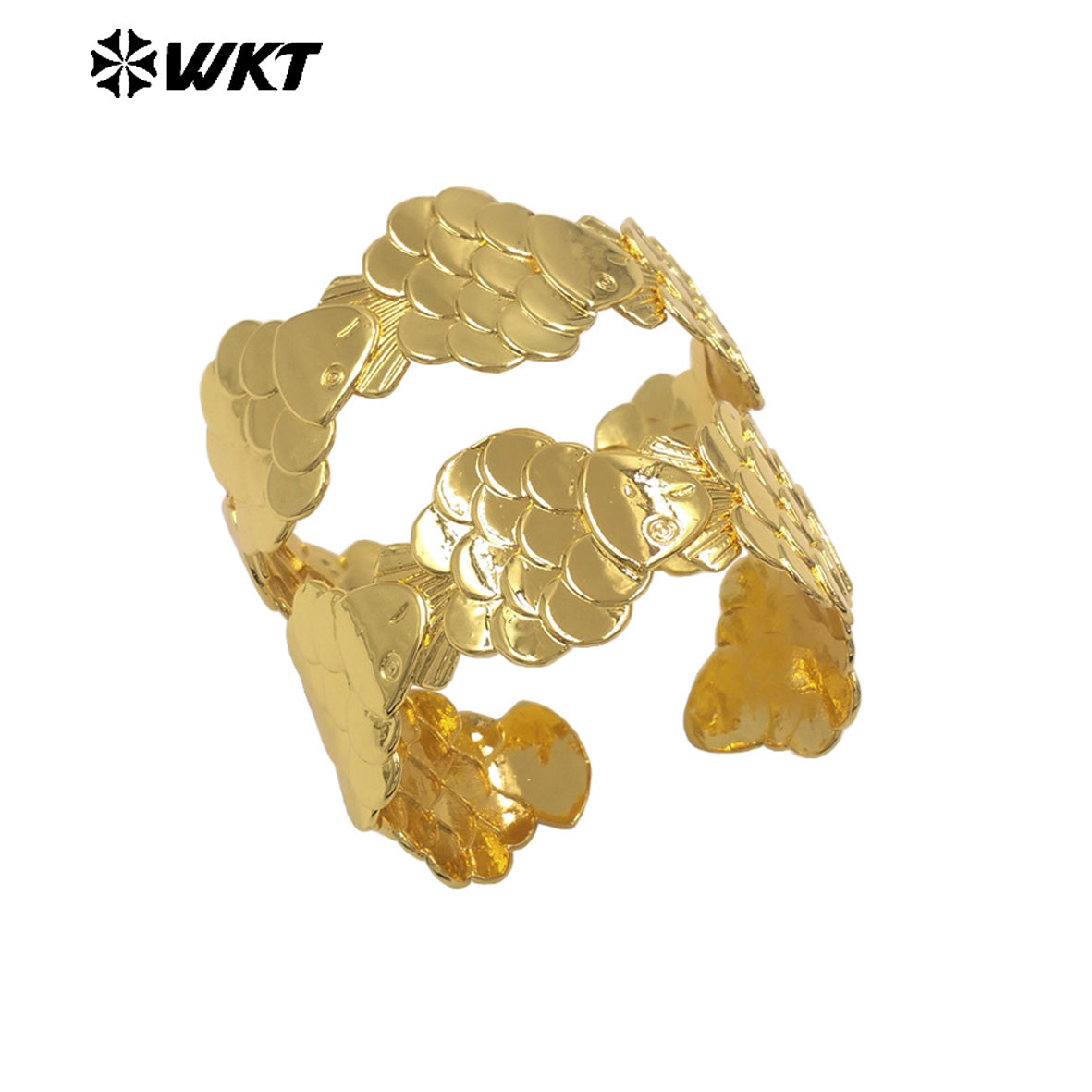 WT-JF380 Wonderful Unique Gold Silver Plated Fish Shape Yellow Brass Bangle Adjustable Size For Lady Party Wearing Accessory