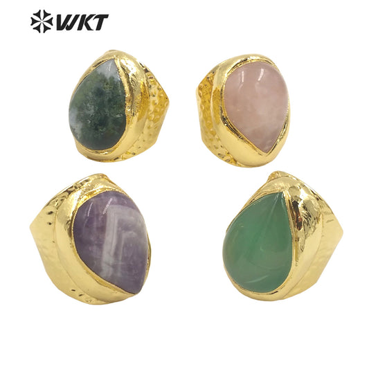 WT-R414 Beautiful Multicolor Waterdrop Gemstone Ring 18k Gold Plated High Quality As Women Gift Rings Natural Gemstone Rings