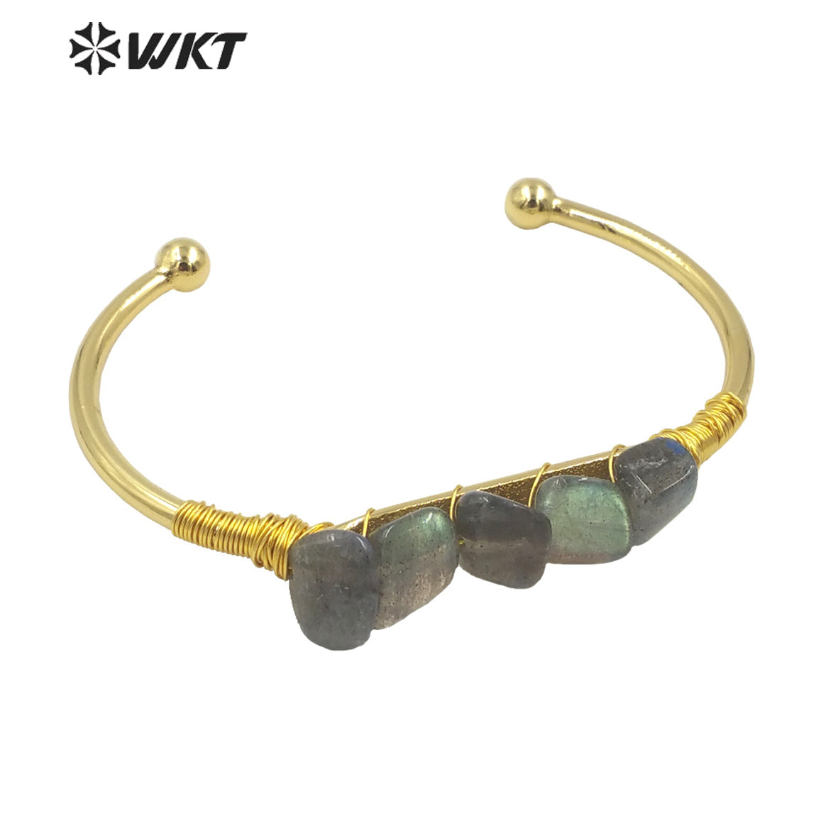 WT-B590 WKT 2022 Hot Style Natural Labradorite Bracelet Wound Adjustable Best Nugget Stone Bracelet 2022 Trend Jewelry
