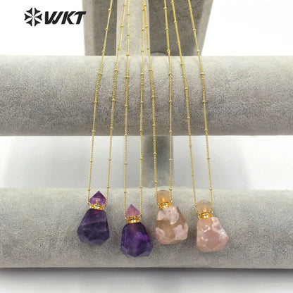 WT-N1173 Hot-sale Natural Stone Perfume Bottle Necklace Cherry Agate Necklace Women Stylish Amethyst Necklace Jewelry