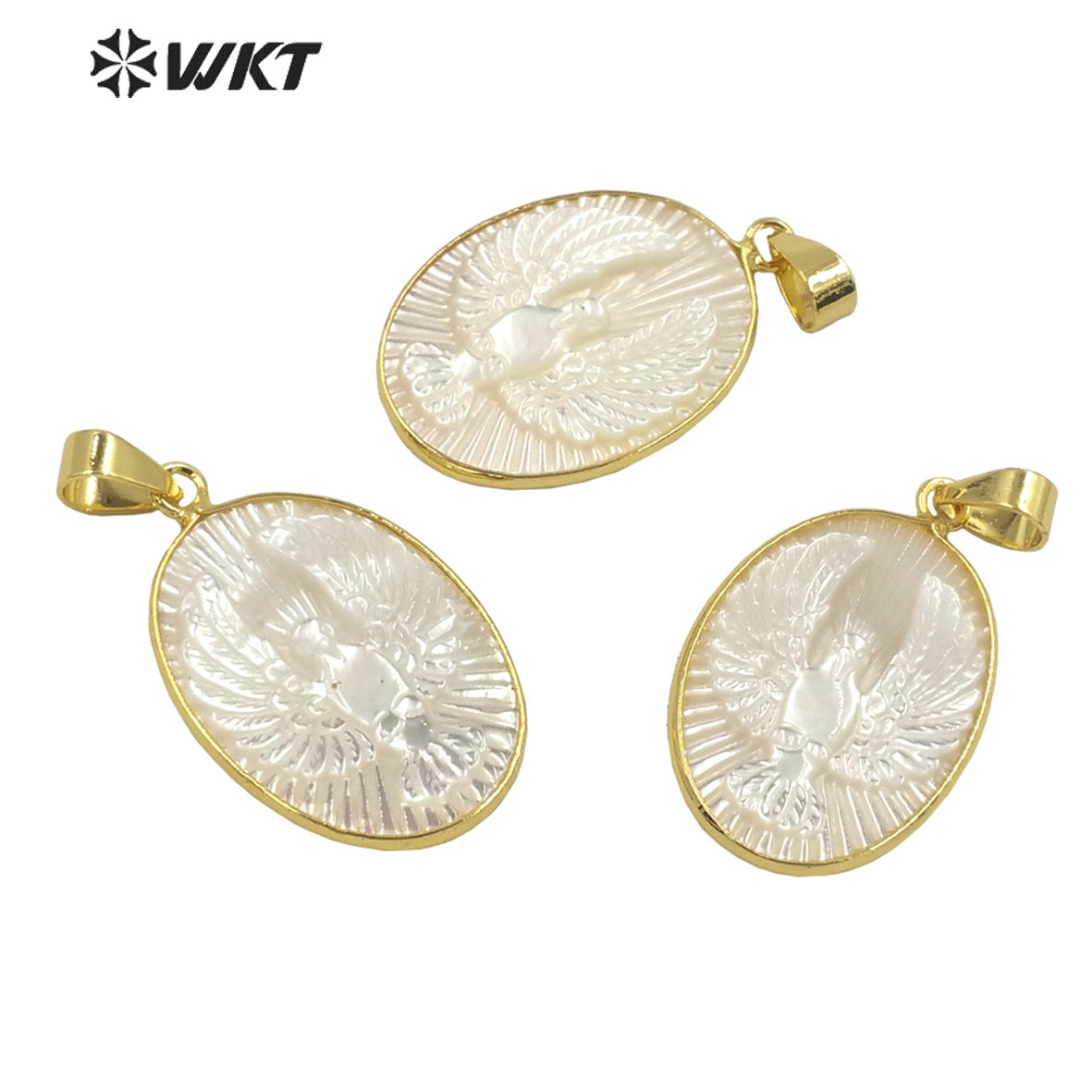 WT-JP301 Vintage Round Pearl Pendant Engraving Eagle Design Fashion Pendant Women Jewelry Accessories Pearl Pendant