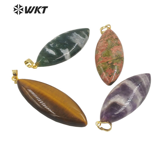 WT-P1946 Wholesale Fashion Handmade Carved Natural Stone Made for Lady Necklace Design Natural Gemstone Necklace