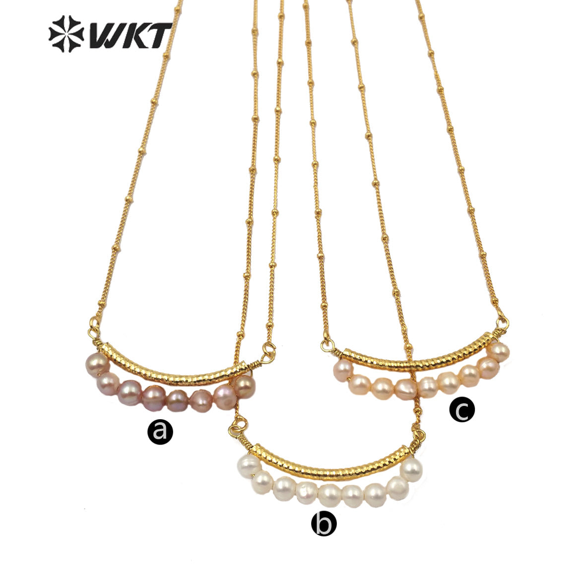 WT-JN102 Wholesale Natural Pearl Bend Necklace Three Colors Selection Women Fashion Hot Sales Jewelry Pearl Necklace