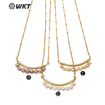 WT-JN102 Wholesale Natural Pearl Bend Necklace Three Colors Selection Women Fashion Hot Sales Jewelry Pearl Necklace