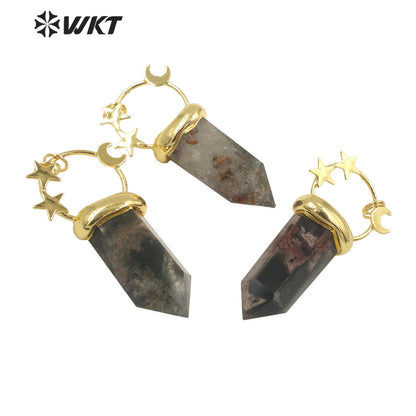 WT-P1948 Wholesale Fashion Handmade Carved Natural Healing Quartz Pendant for Lady Necklace Design Pendant