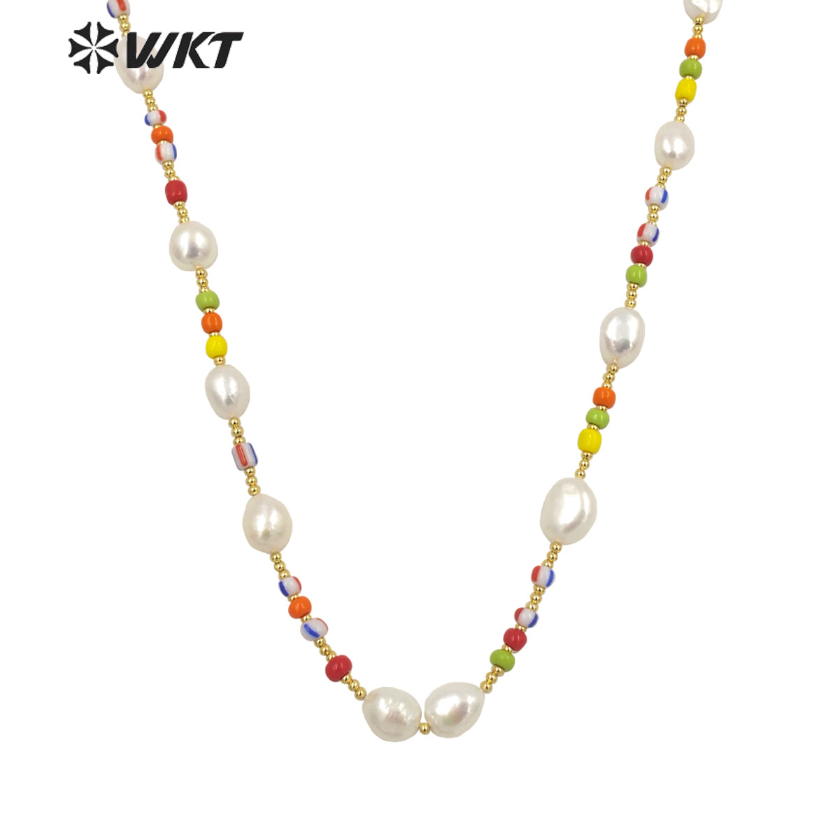 WT-JN199 Distinc Hand Strand Freshwater Pearl Beads Necklace for Lady Vintage Style Candy Ceramic White Pearl Vocation Necklace