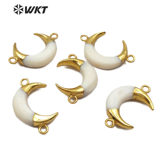 WT-C286 New Design Jewelry Crescent Horn Shell Pendant Connector Gold Connector Wholesales in Stock Connector