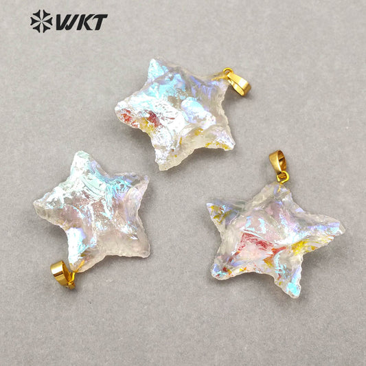 WT-P1461 Hot-sales Cute Star Pendant Natural Raw Crystal Quartz Star Pendant Lovely Wind Lady Jewelry Pendants