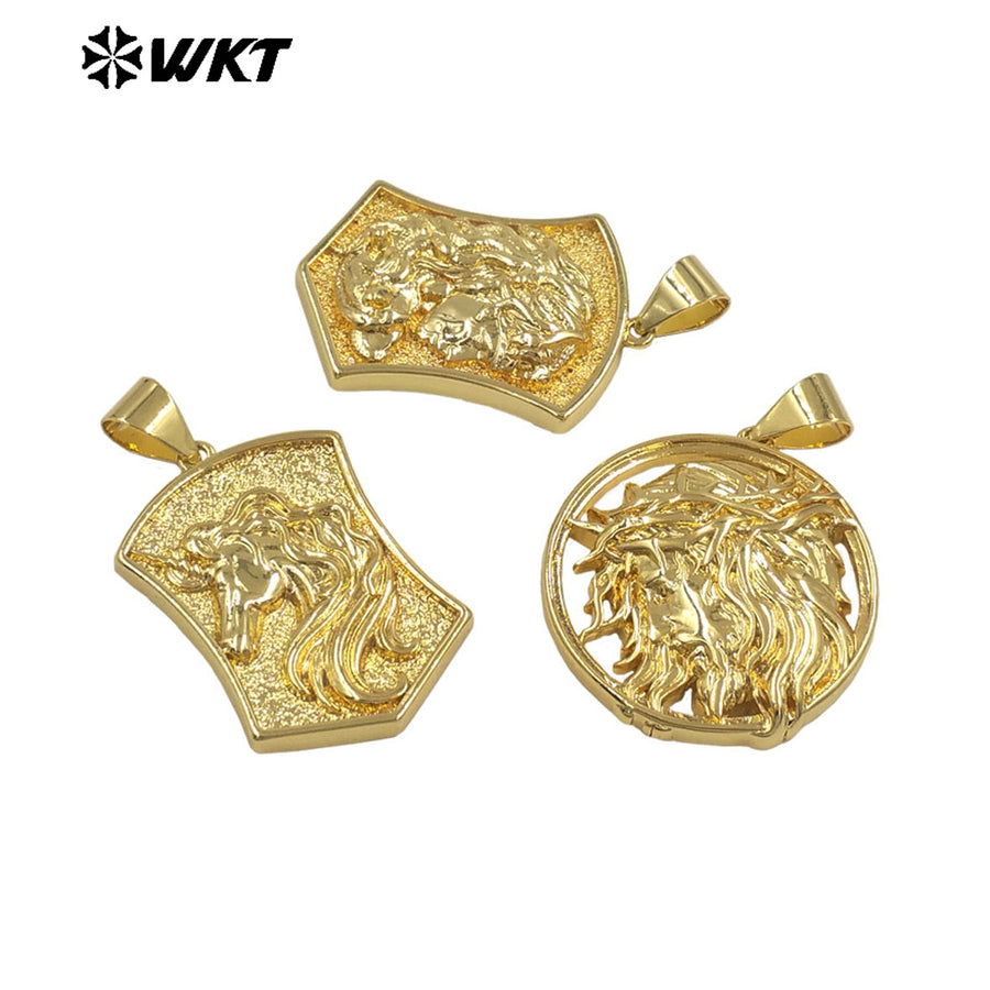 JFE145 Amazing Yellow Brass Gold Plated People Pendant Four Unique Designs Single Hoop For Fashion Jewelry Accessories Making