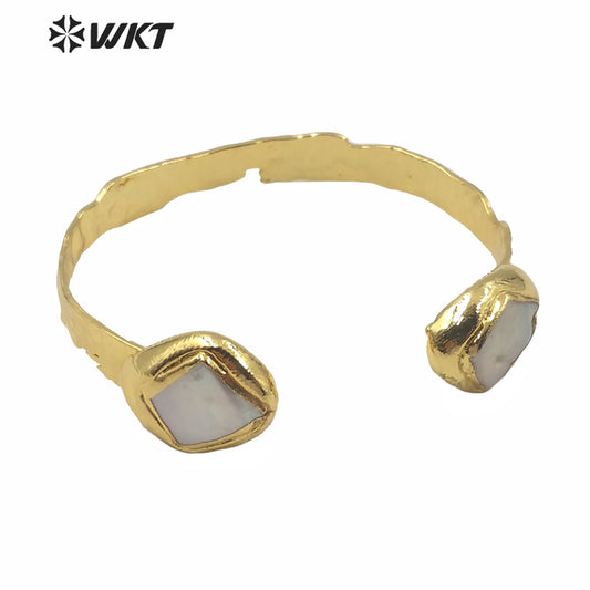 MPB021 WKT Exclusive Double Pearl Gold Bangle 2020 New Popular Adjustable Size Pearl Cuff Bangle Fashion Women Party Bangle