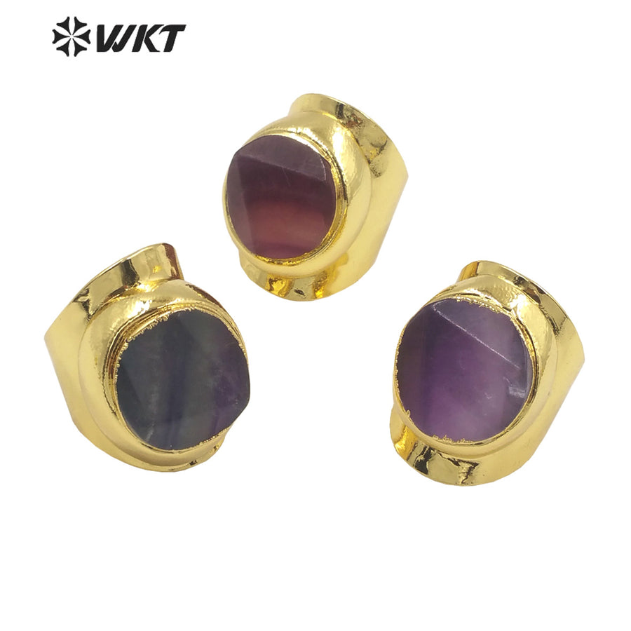 WT-R479 WKT Fashion Design Trendy Gift for Women Colorful High Quality Gorgeous 18k Gold Plating Gemstone Stone Ring