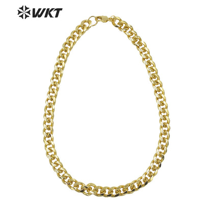 BFN015 WKT Newest Fashion 18k Real Gold Plated Alloy Metal Chain Necklace Big Chunky Faceted Finished Twisted Simple Chocker