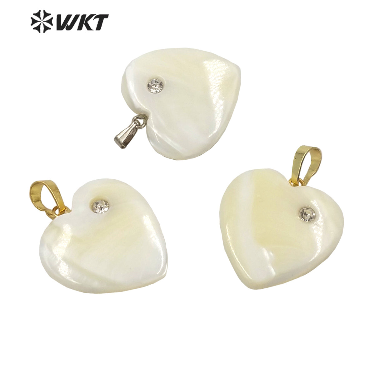 WT-JP289 WKT Retro Court Heart-Shaped Mixed Zircon Pendant Shell Pendant Women Necklace Beautiful Jewelry Shell Heart Pendant