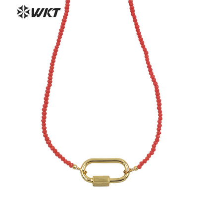 WT-N1401 Wholesale Fashion 2mm Ceramic Beads Locker Necklace Elegant Simple Handmade Strand Choker Necklace in 16 Inch Long