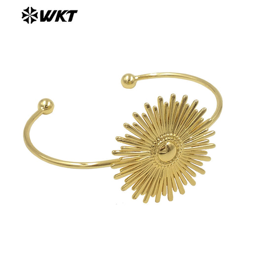 WT-B685 Direct Sales Holy Natural Yellow Brass 18K Gold Plated Daisy Thin Bracelet for Women As Daily Accompaniment and Gift