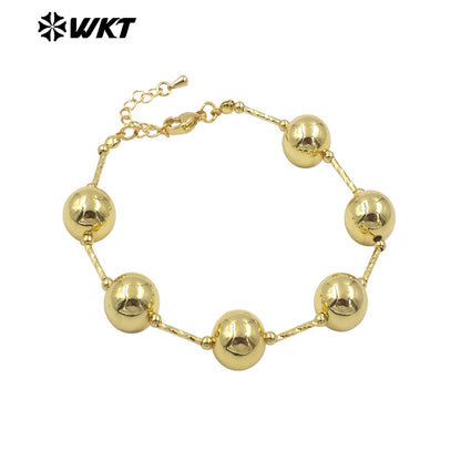 WT-JF350 Wholesale New Hand Craft Strand Round Brass Beads Connect Chain Bracelet for Women