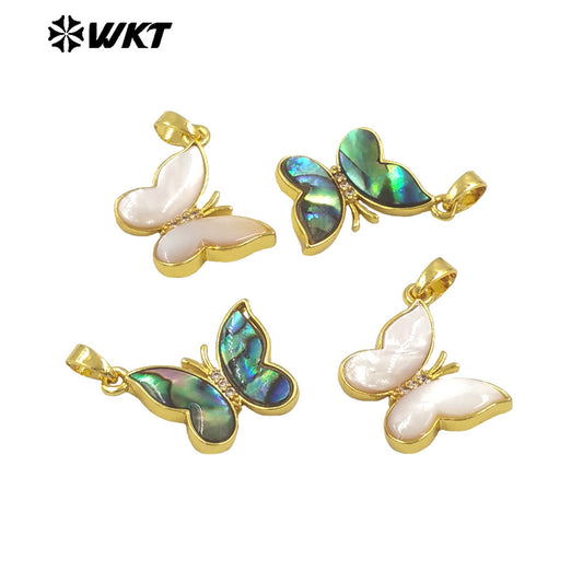 WT-JP381 Wholesale New Coming High Quality Natural Shell Butterfly Pendant With 18k Gold Plated for Women Daily Decoration