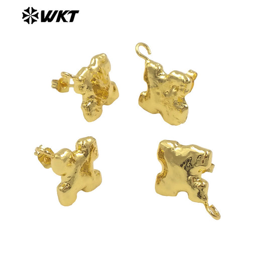 WT-JFE117 Wholesale Popular Religious Irregular Cross Shape 18K Real Gold Plated Earrings As DIY Finished Jewelry With Hook