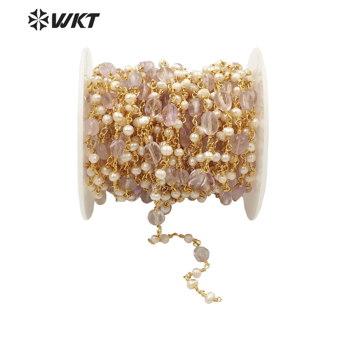 WT-RBC187 Amazing Gorgeous Handmade Pearl and Amethyst Beads Chain Women Hand Craft Jewelry Design Accessory Chains