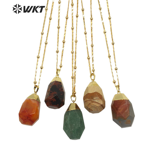WT-N1209 Newest Natural Gemstone Necklace Gold Plated Stylish Women Charm Jewelry Natural Stone Necklace